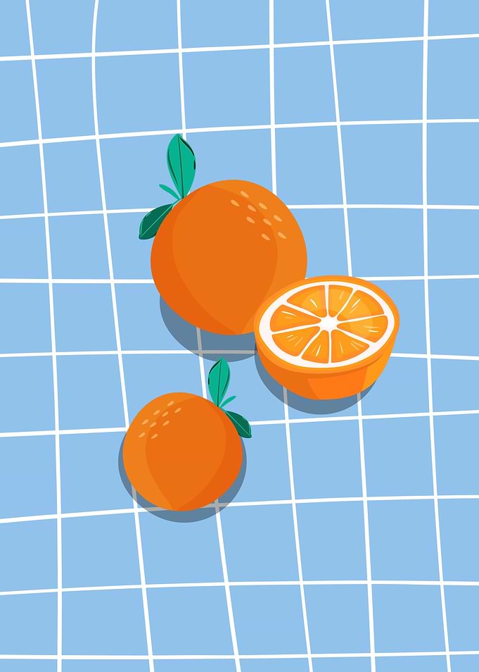 Oranges on Blue Grid