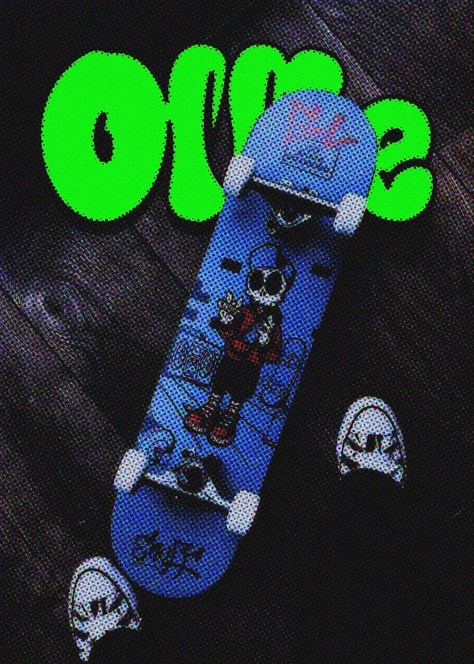 Skateboard with Cartoon Character
