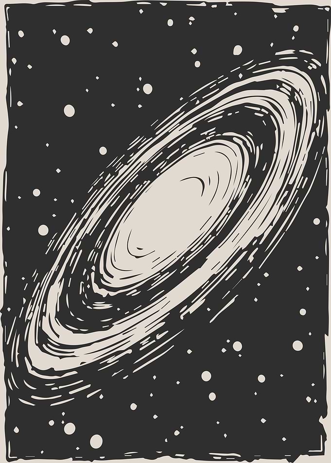 Whimsical Galaxy Swirl in Black