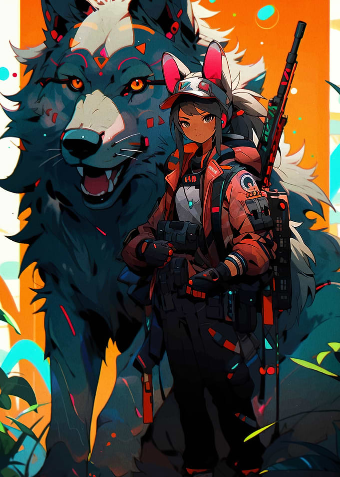 Wolf & Girl Anime Art
