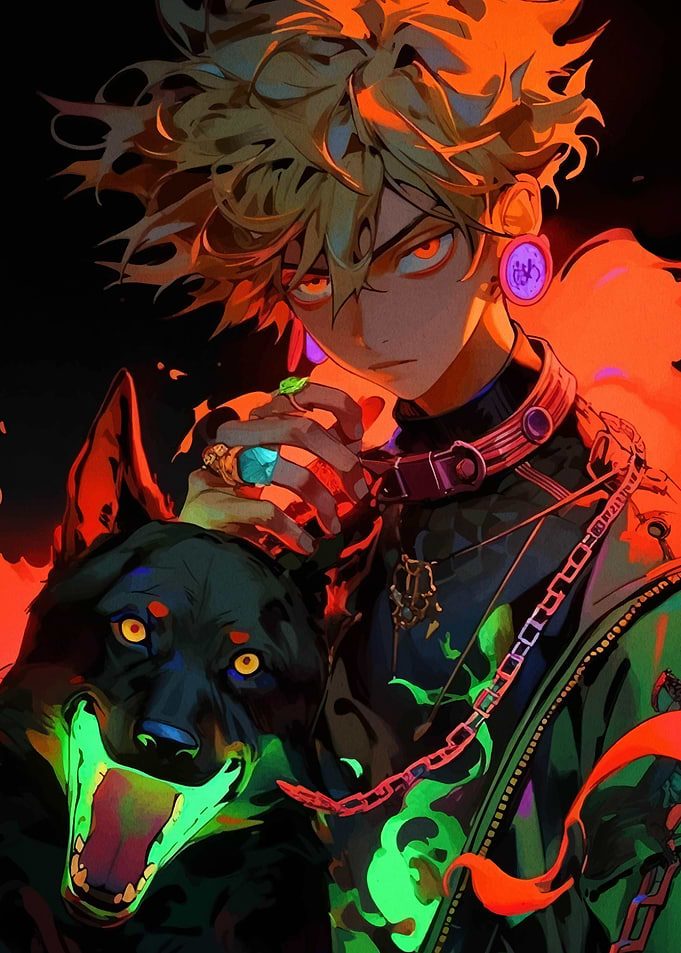 Anime Boy with Wolf