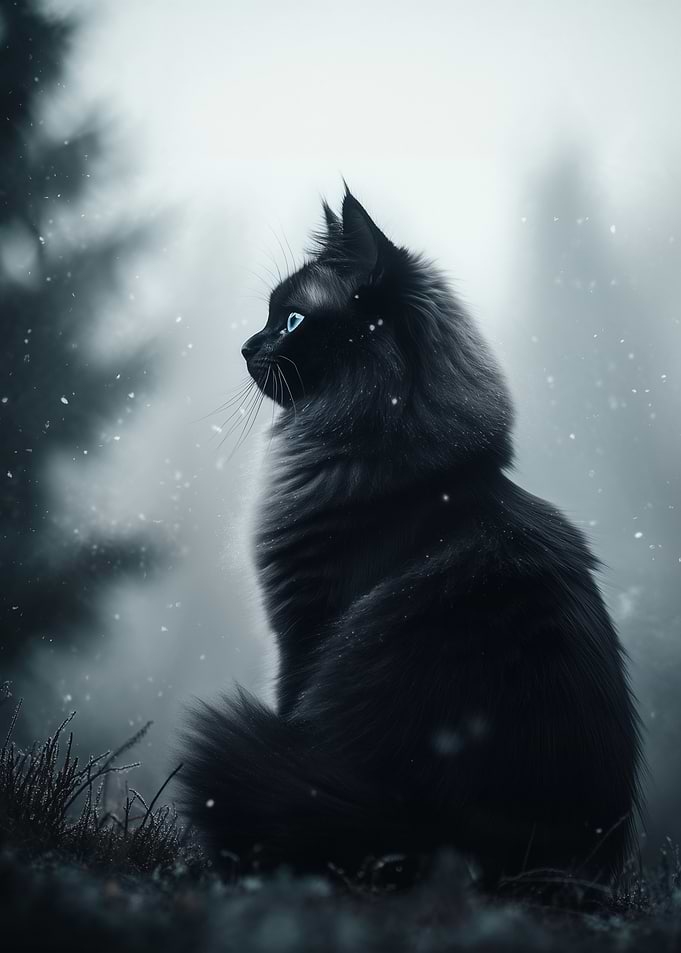 Black Cat in Snow