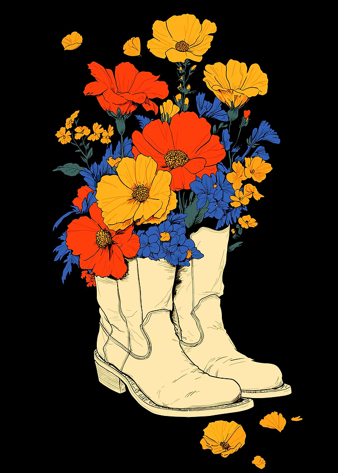 Cowboy Boots with Flowers