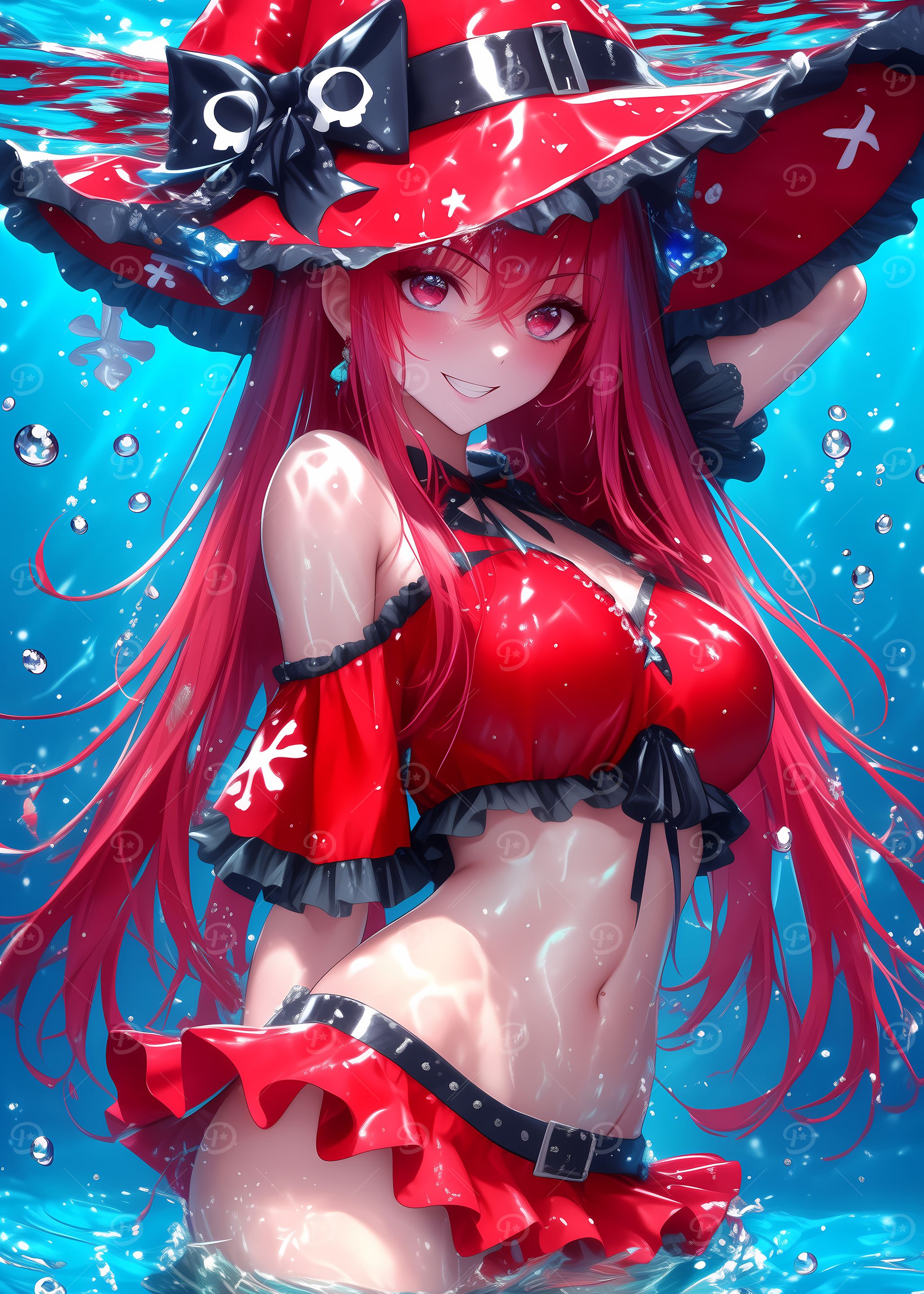 Anime Girl in Red Swimsuit