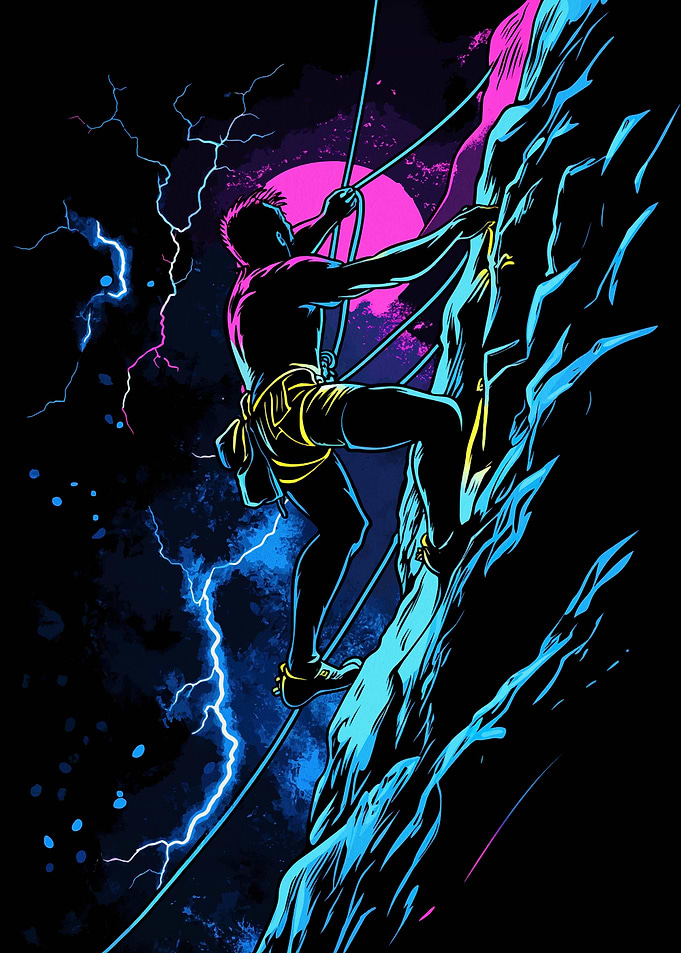Rock Climbing Neon Art