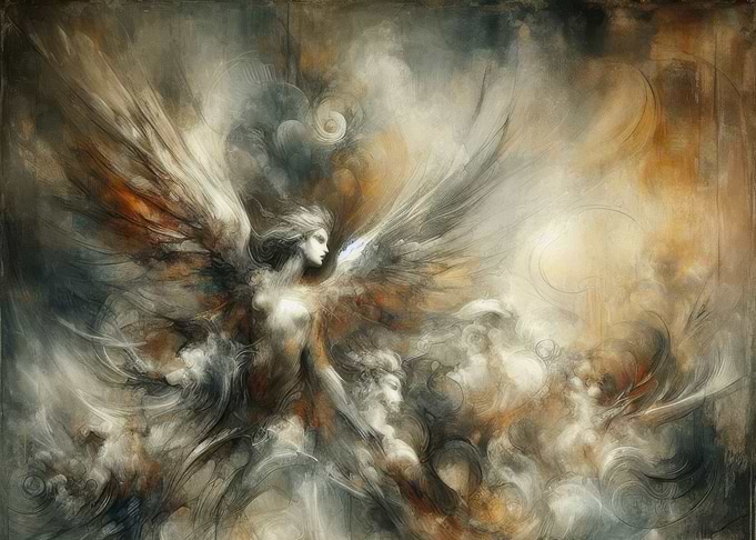 Angelic Figure in Clouds