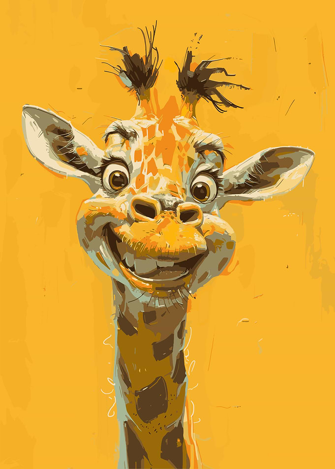 Smiling Giraffe Portrait