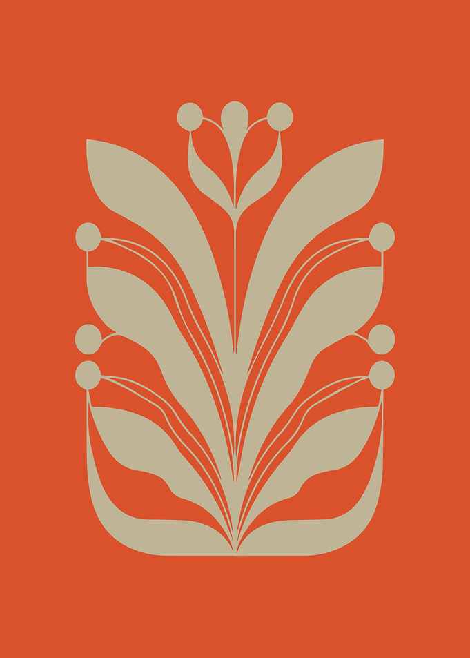 Folk-Inspired Abstract Floral in Burnt Orange