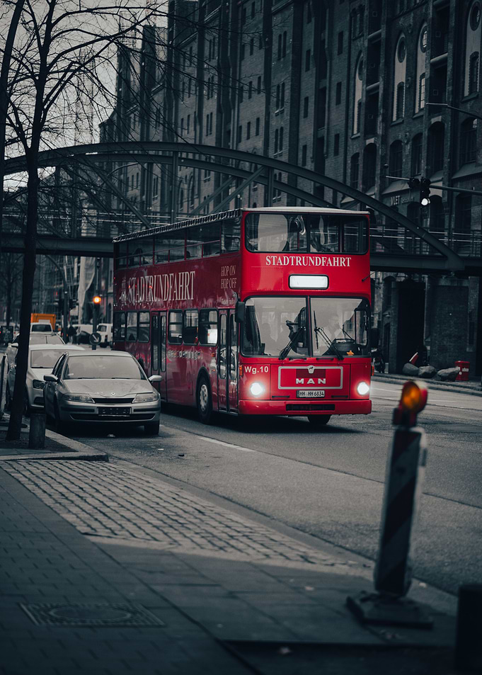 Red Double-Decker Bus in Hamburg