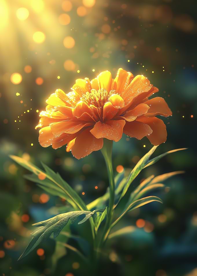 Orange Marigold Flower in Sunlight