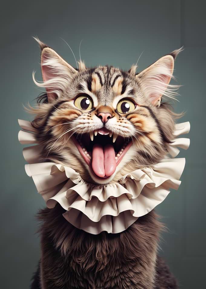 Funny Cat in Ruffled Collar