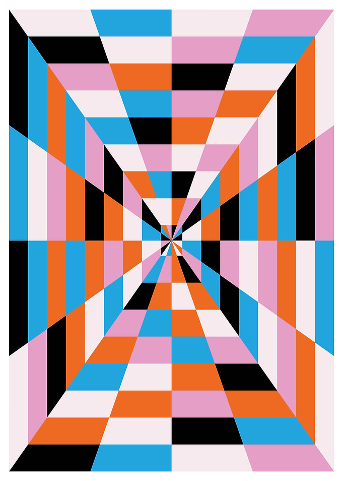 Depth and perspective. Abstract Geometric Pattern.