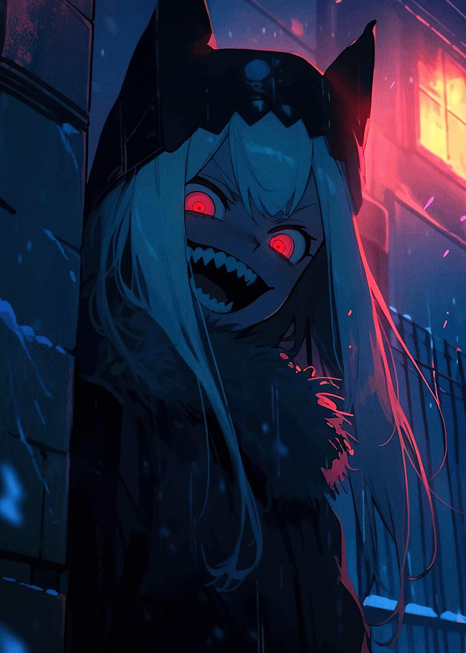 Anime Girl with Red Eyes