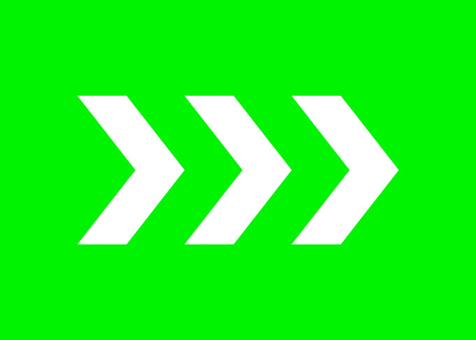 Arrows chevron three left to right white on green