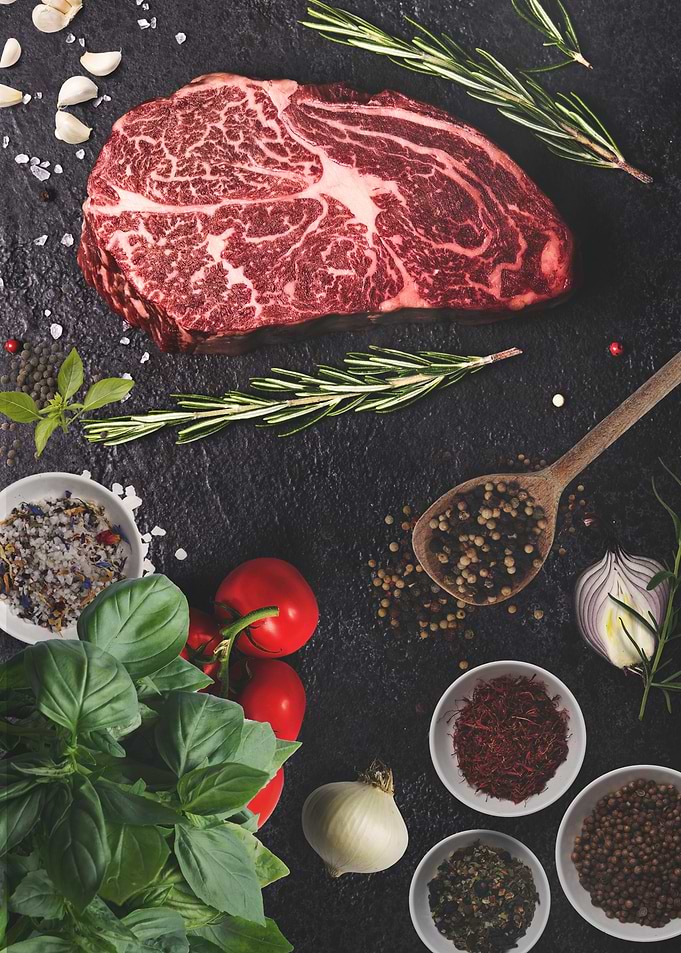 Raw Steak with Herbs and Spices