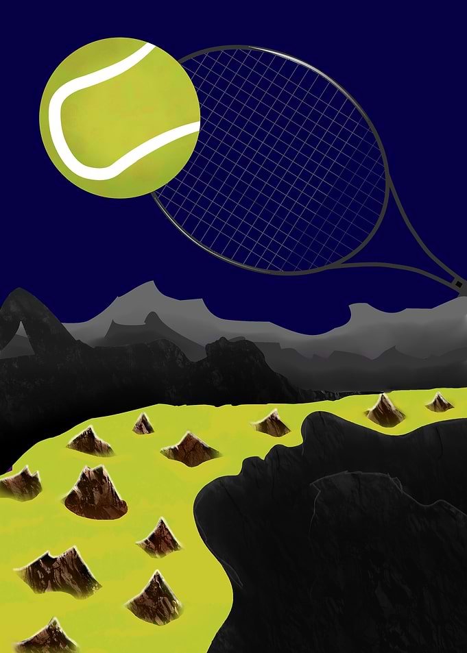 Tennis Ball Over Mountains