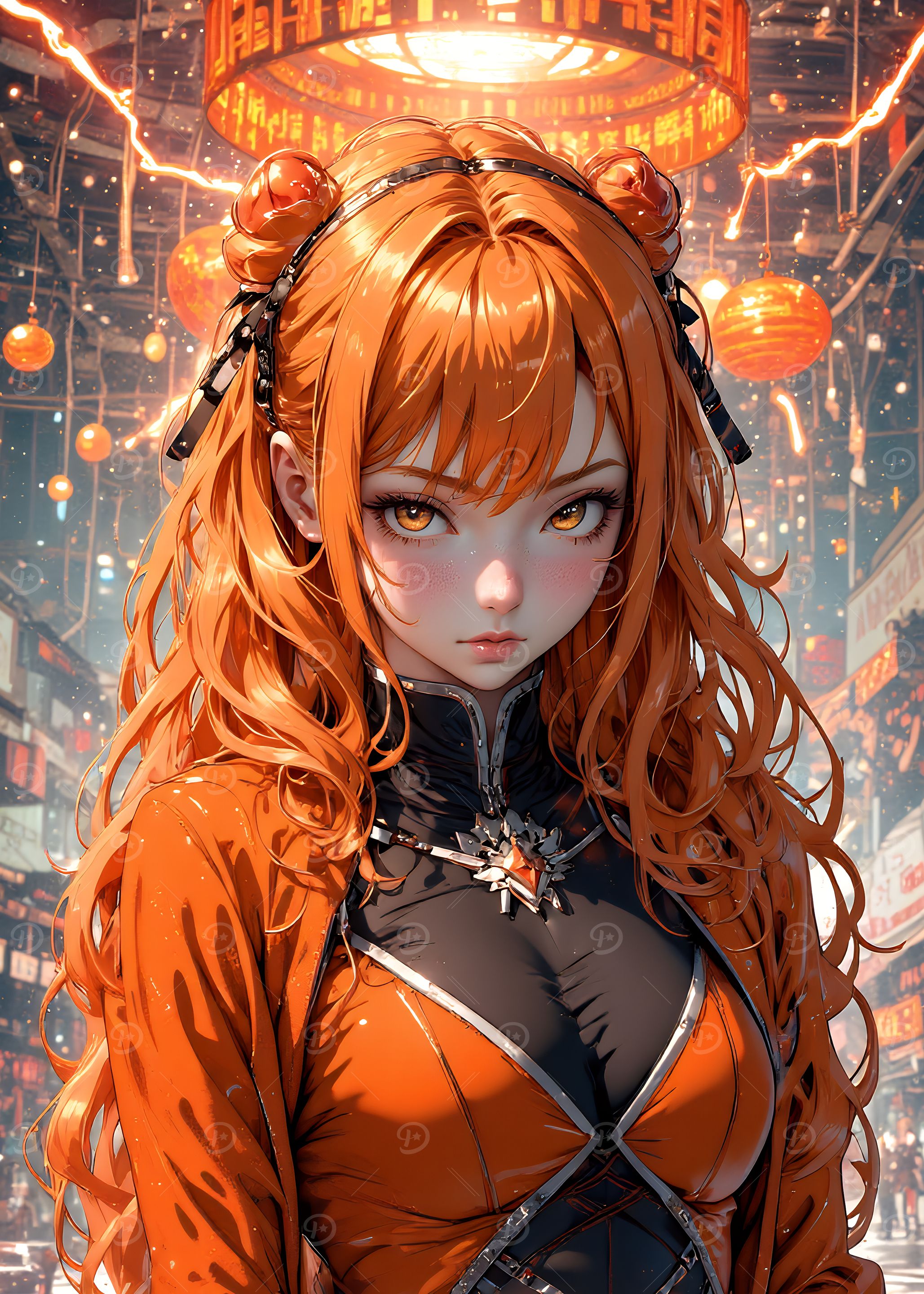 Anime Girl with Orange Hair