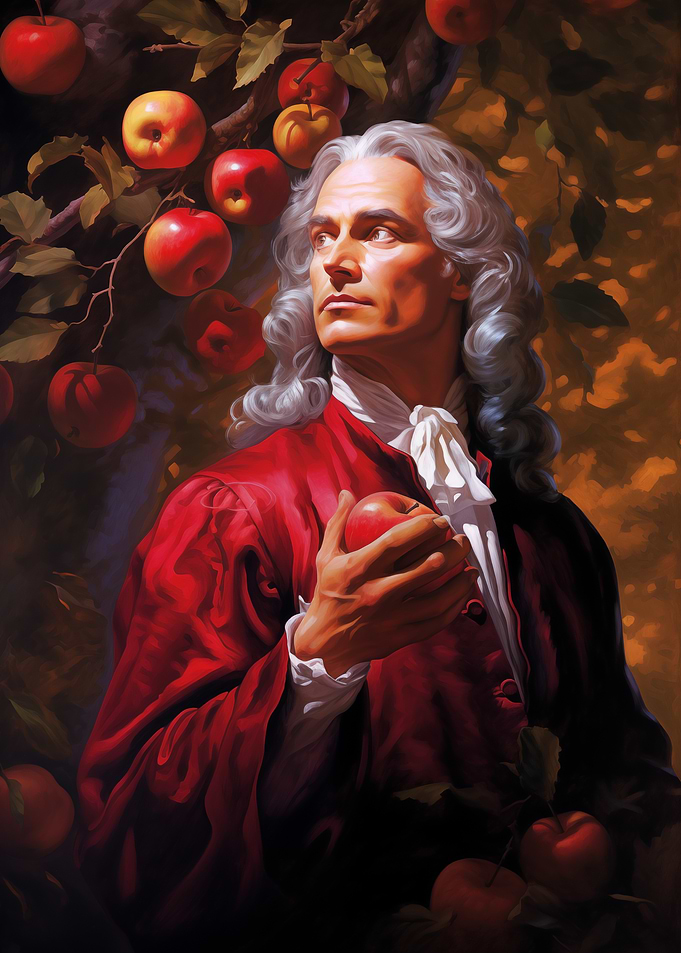 Isaac Newton Apple Painting