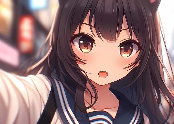 Anime Girl with Cat Ears