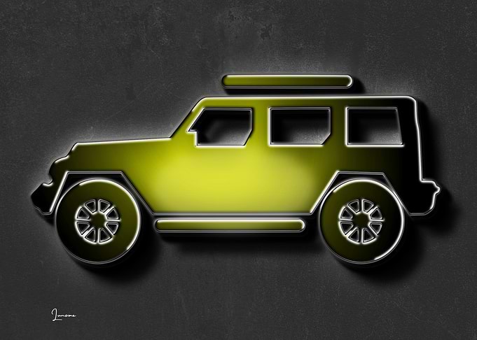 Yellow Jeep Silhouette