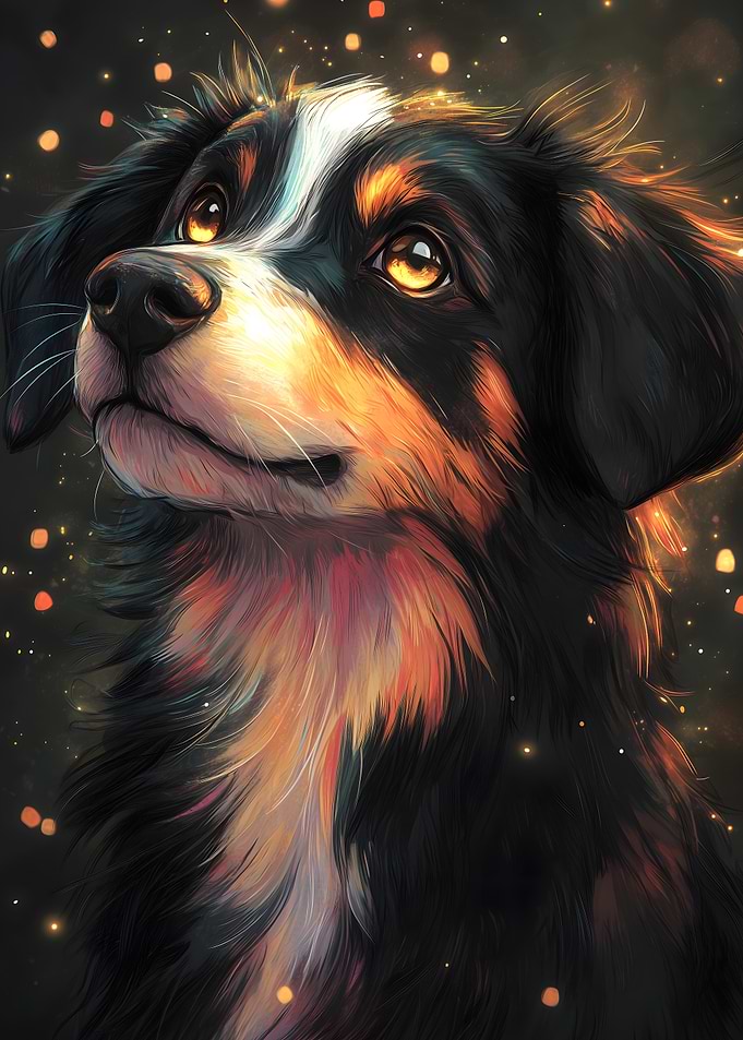 Dog Portrait with Golden Glow