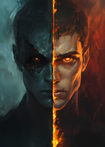 Two Worlds in One Face: A Stunning Split Portrait