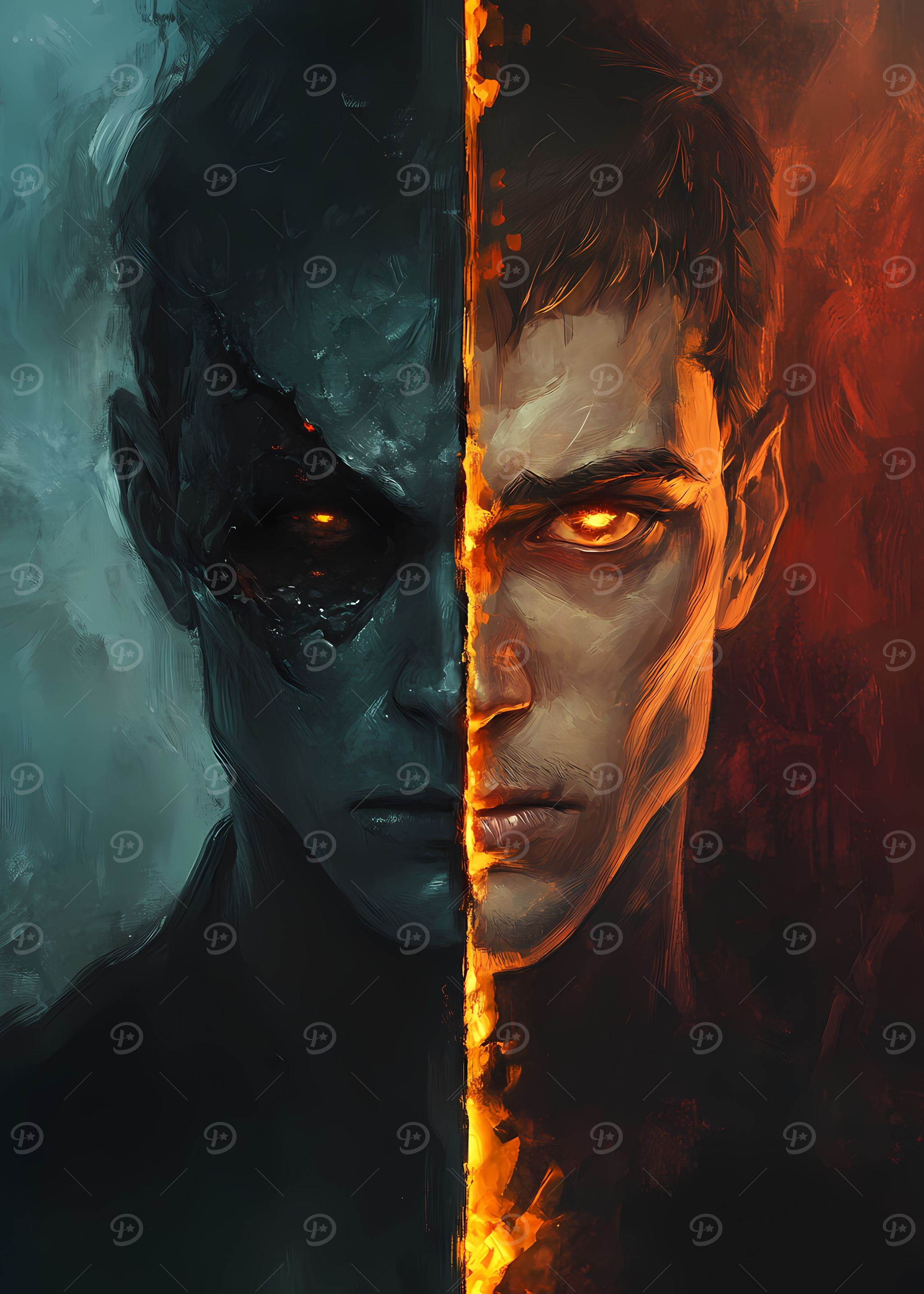 Two Worlds in One Face: A Stunning Split Portrait