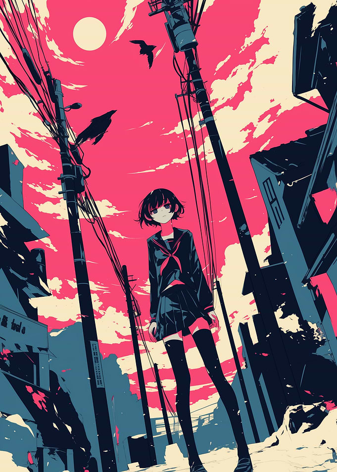 Anime Girl in Urban Setting