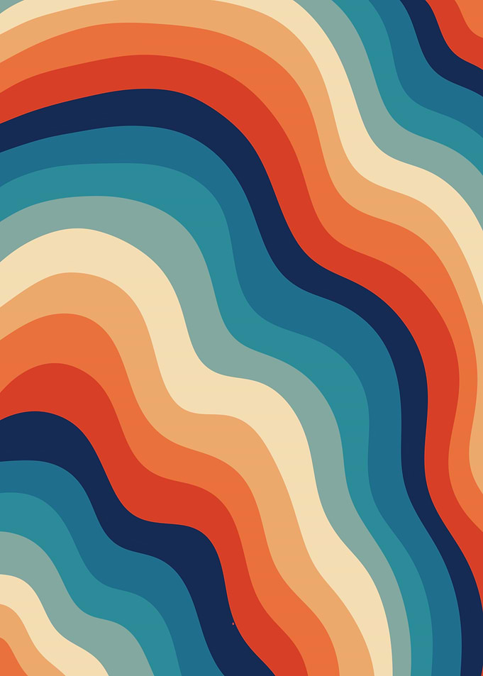 Retro Wavy Abstract Art I