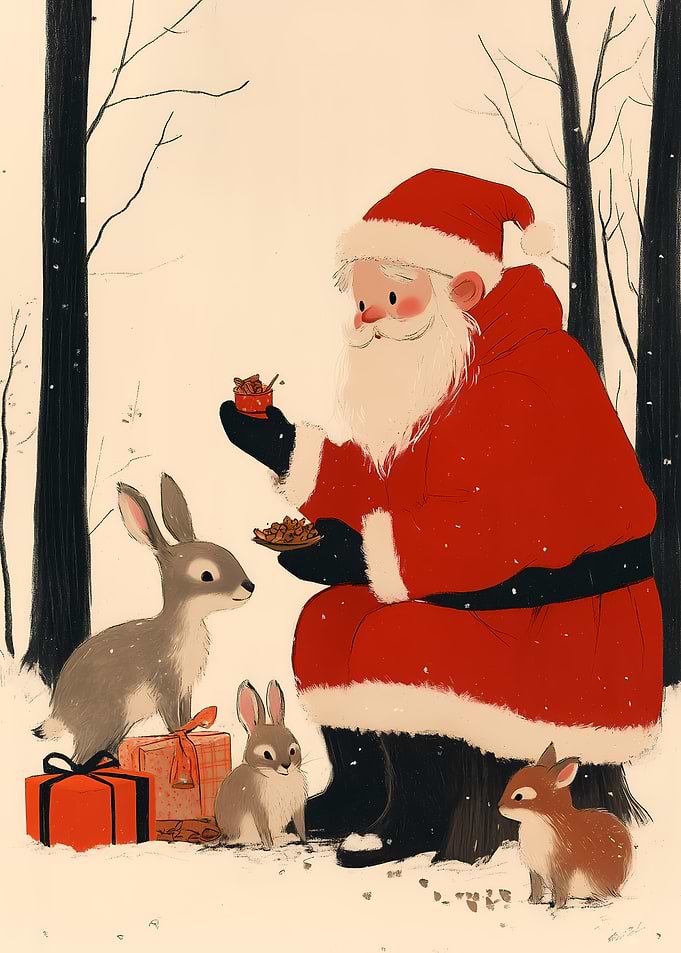 Santa and Bunnies Christmas