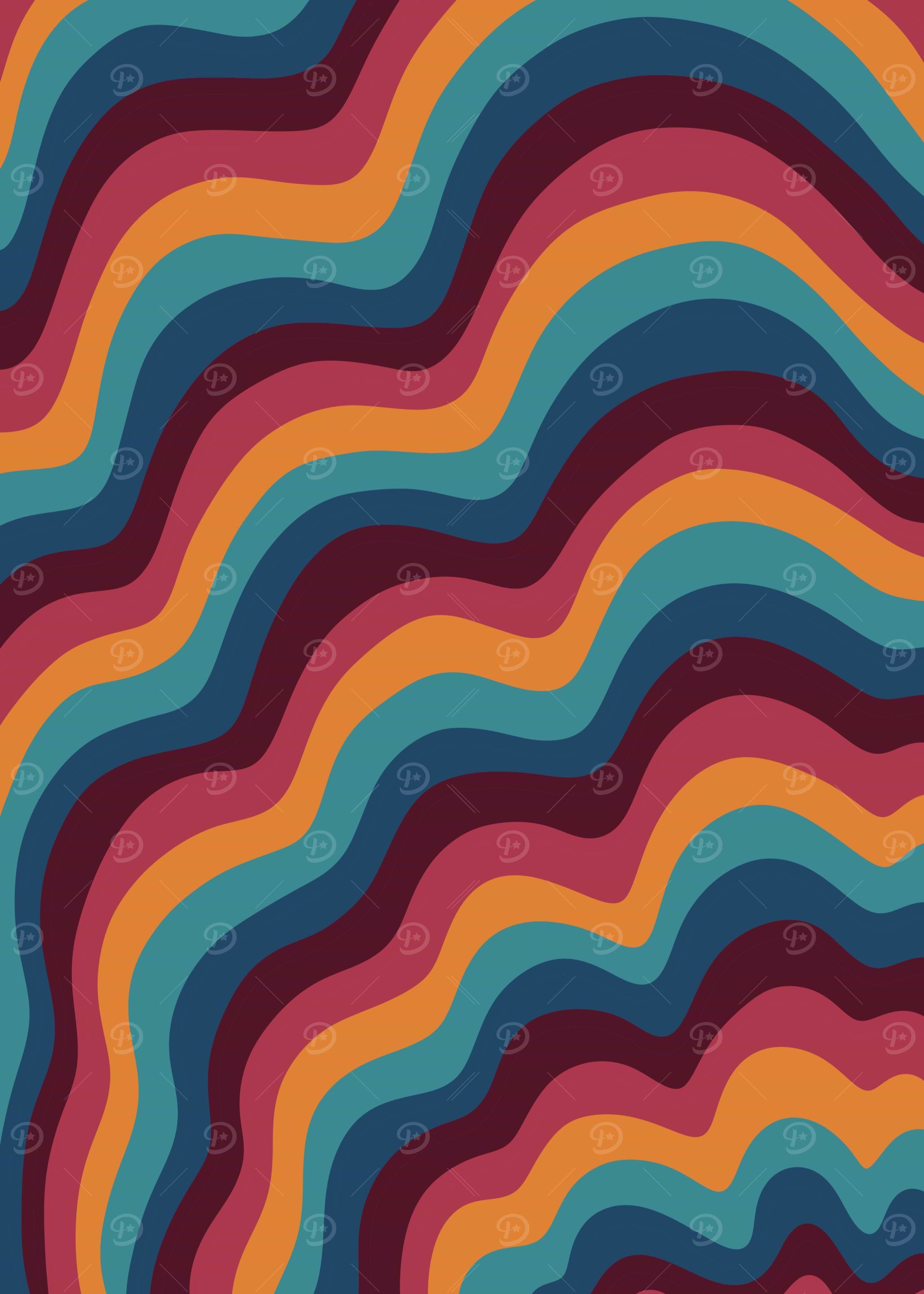 Jewel Toned Wavy Abstract Pattern