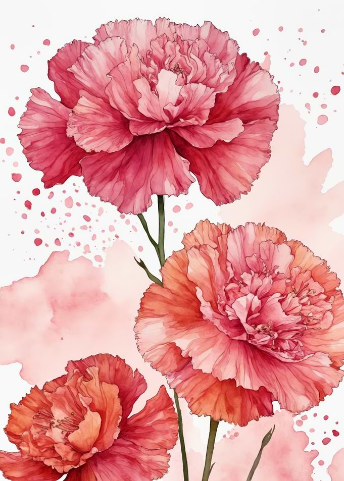 Delicate Carnations: A Watercolor Bouquet
