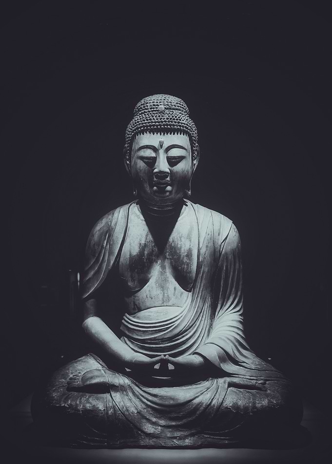 Buddha Statue in Dark Setting