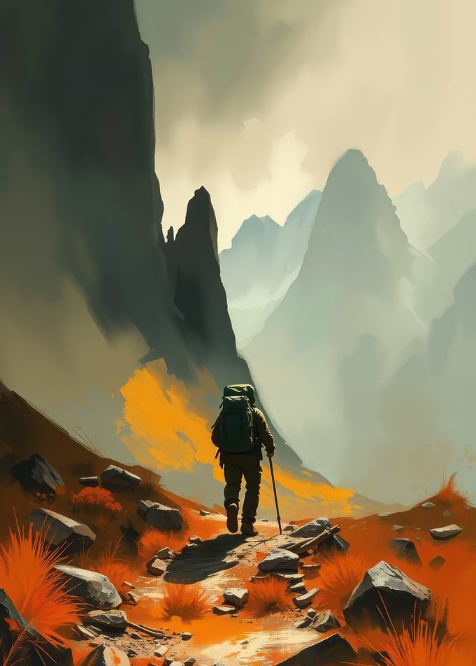 Hiker in Mountain Landscape