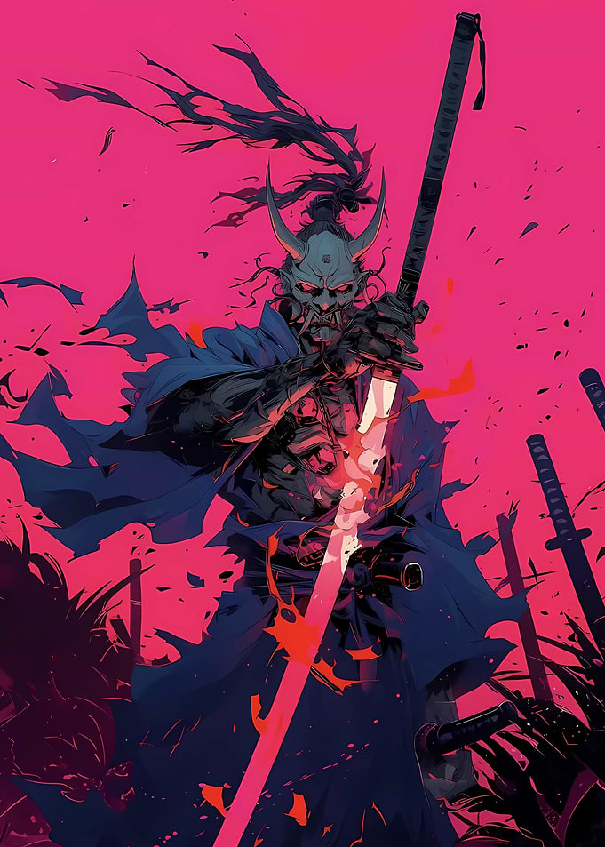 Samurai with Demon Mask