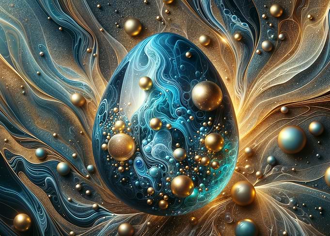 Abstract Egg with Gold and Blue