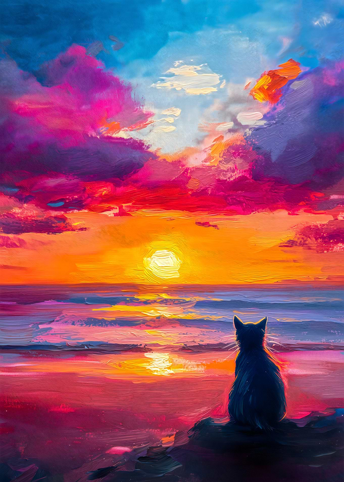 Cat Watching Sunset