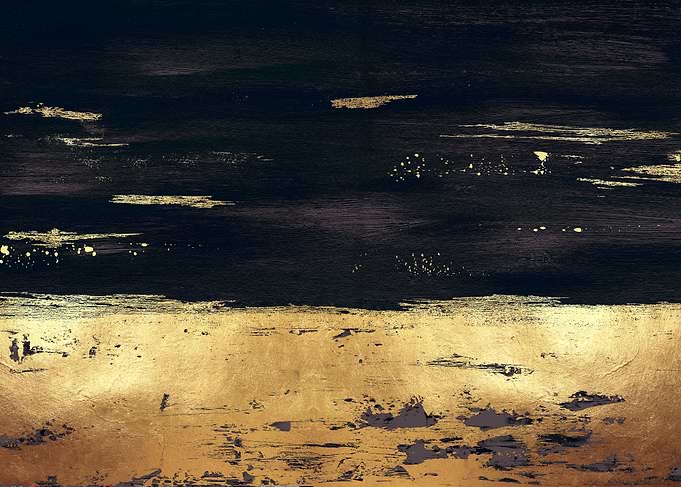 Gold and Black Abstract Art
