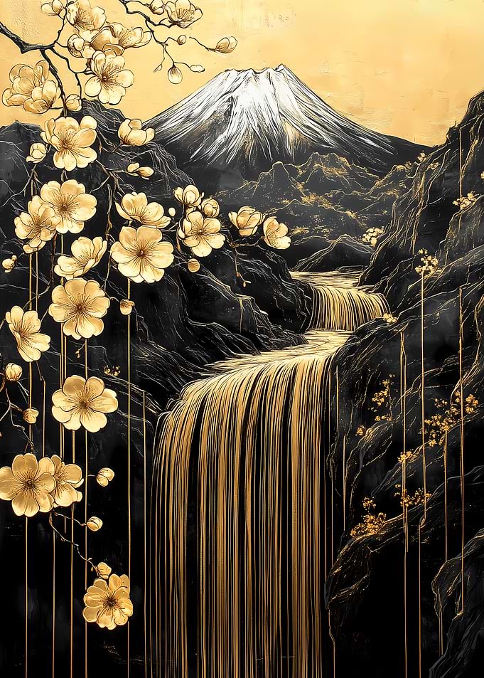 Golden Waterfall & Mt. Fuji