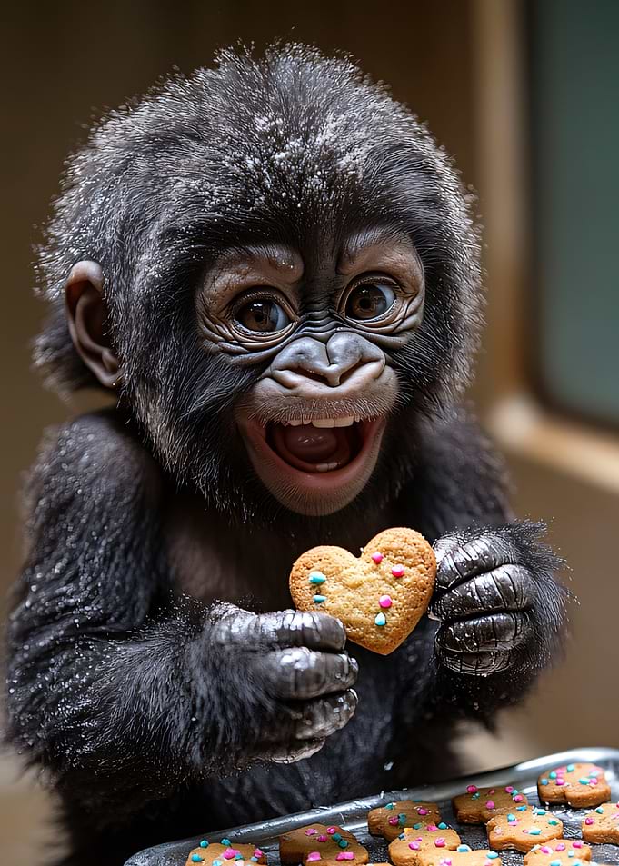 Happy Gorilla with Cookie