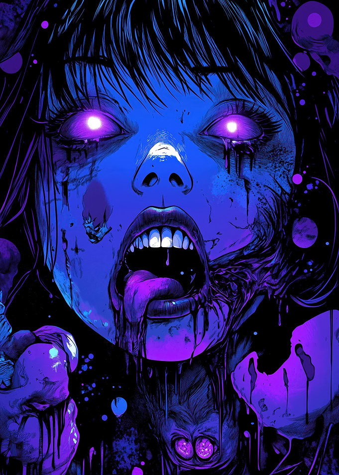 Glowing Eyes Horror Anime Art