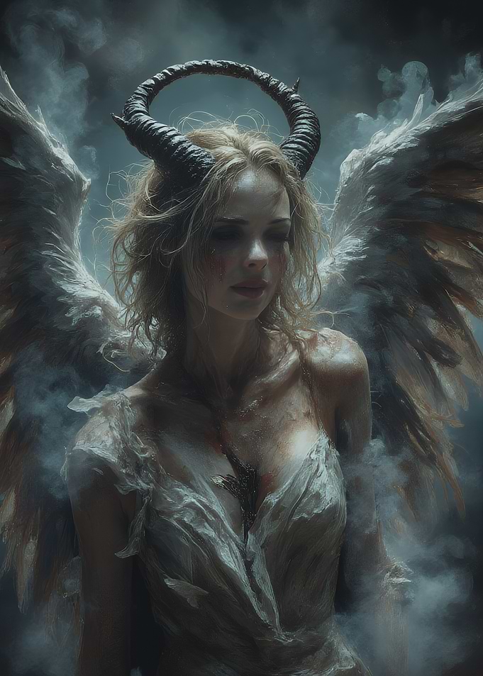 Fallen Angel with Horns