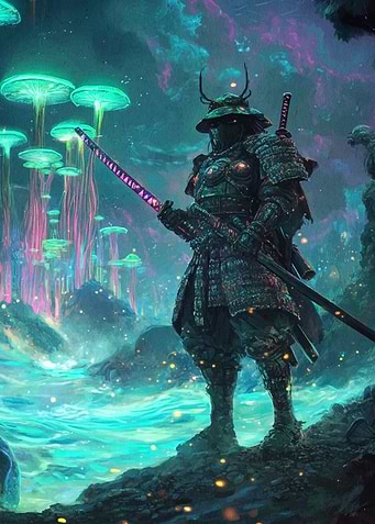 Samurai Glowing Forest