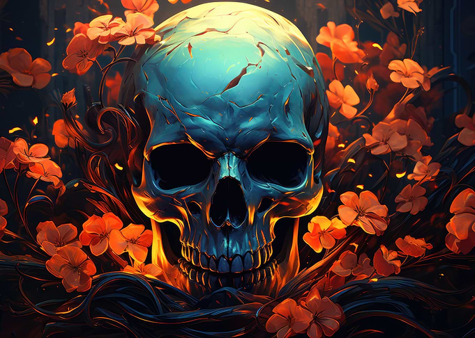 Skull with Flowers