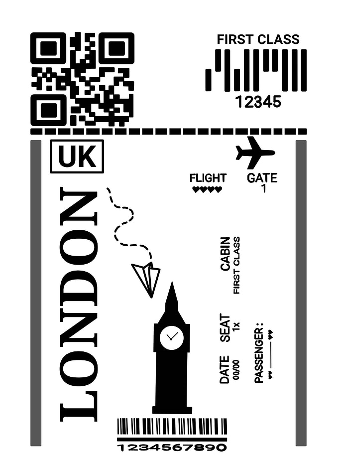 London Flight Boarding Pass
