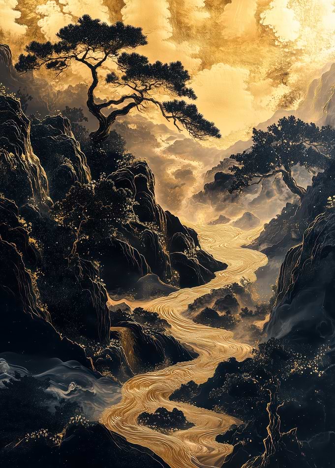 Golden Flow in Twilight