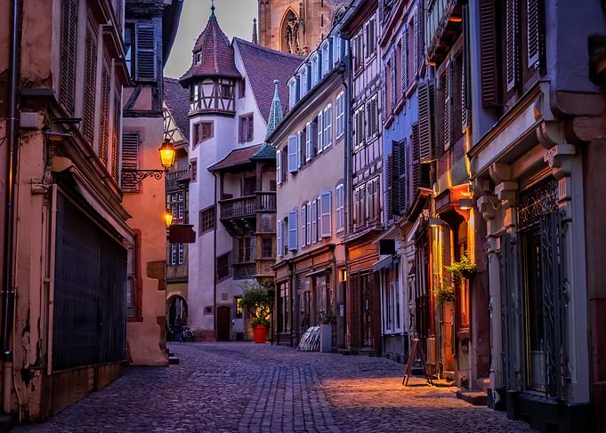 Evening In Colmar Old Town In France