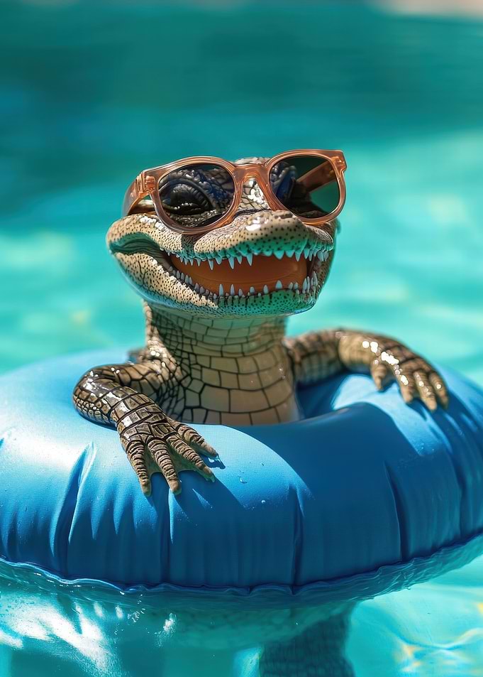 Smiling Alligator in Pool