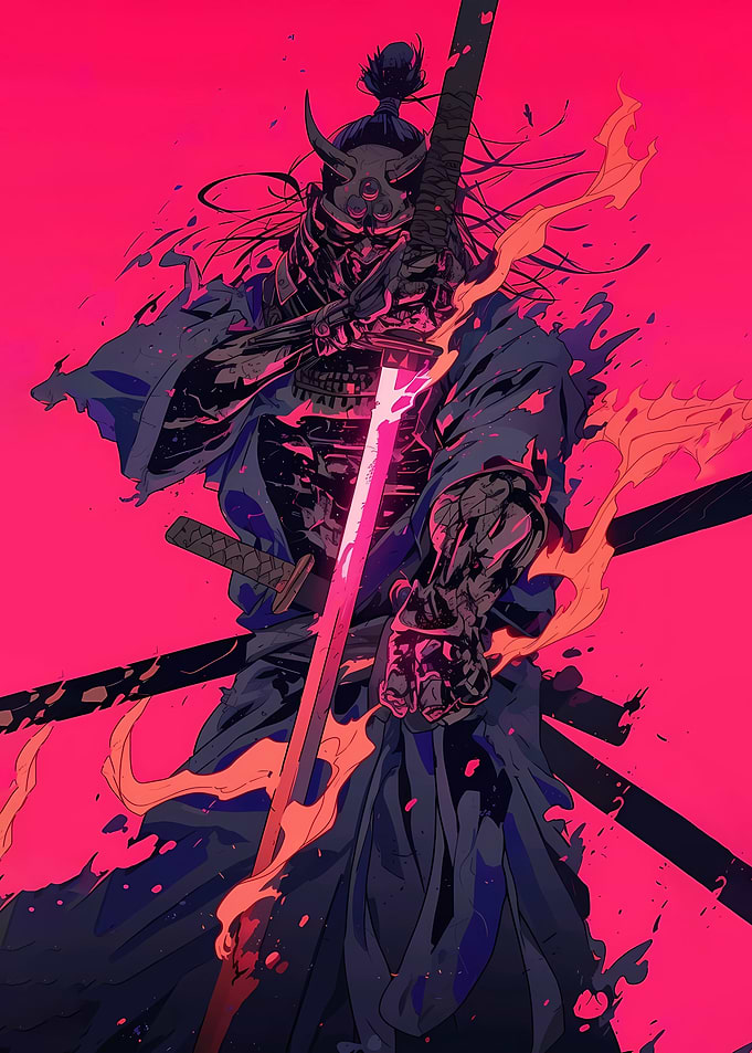 Samurai with Flaming Sword