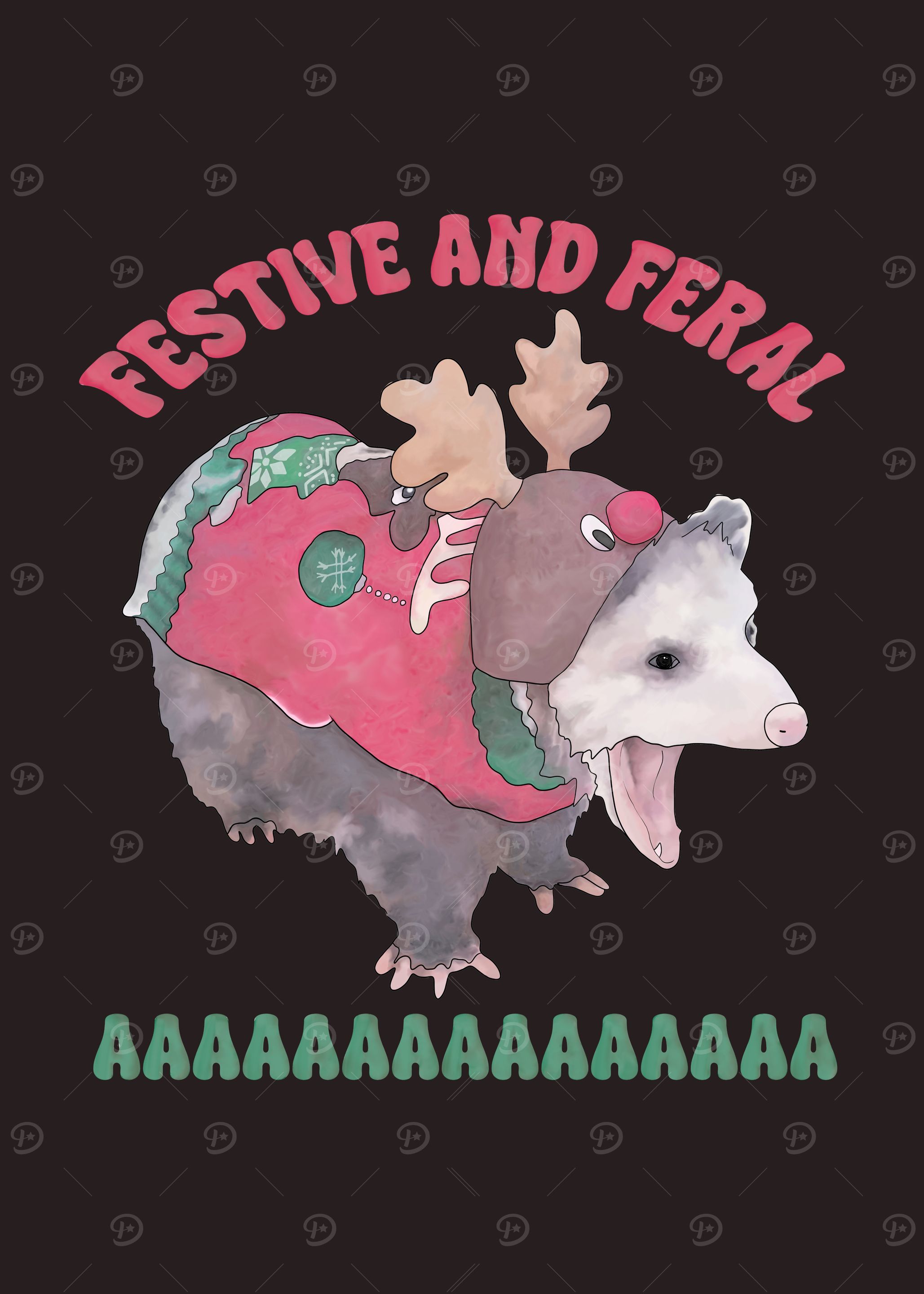 Festive and Feral, Christmas Opossum